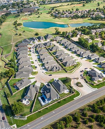 Aerial view of residential neighborhood